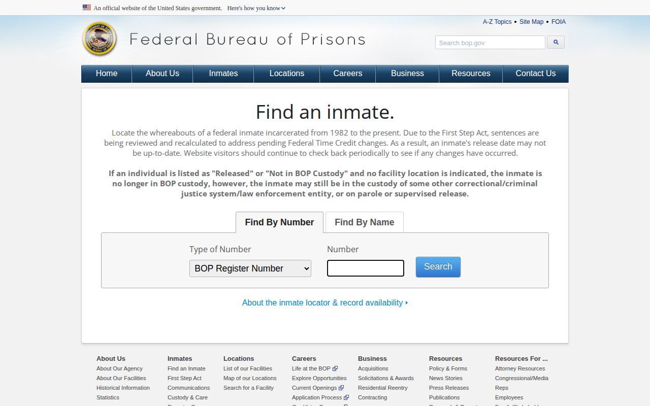 Federal custody record search interface as a Clark County arrest records fallback