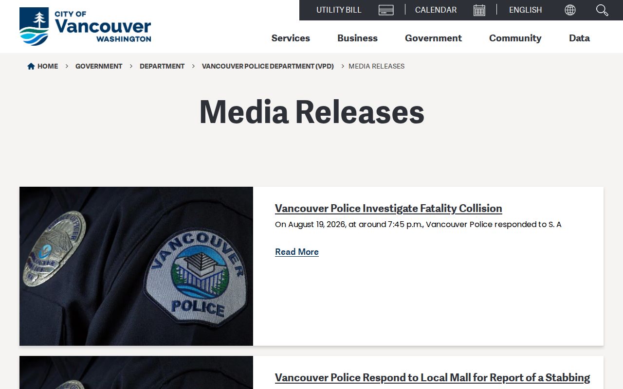 Vancouver Police Department media releases for Clark County arrest records